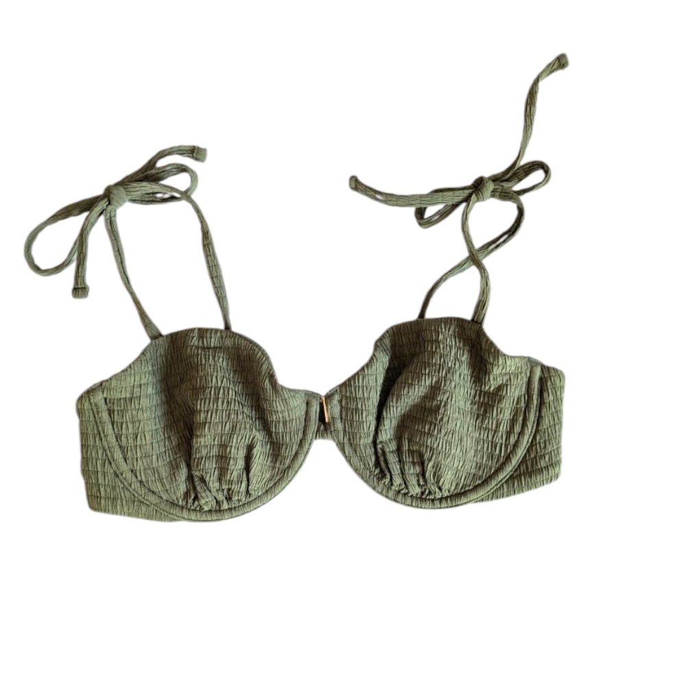 Abercrombie & Fitch Green Underwire Tie Strap Bikini Top